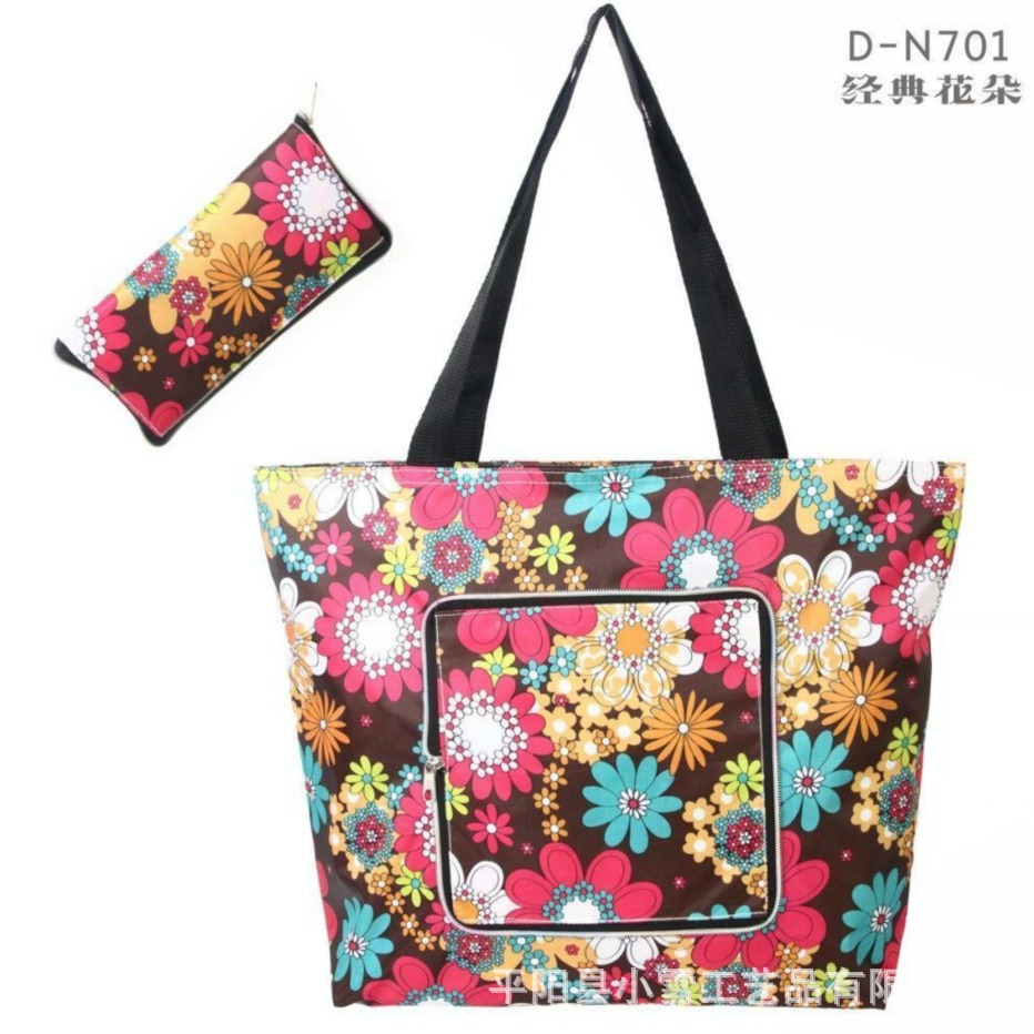 五分格折叠购物袋 拉链钱包牛津布袋 手提牛津布广告购物包印logo