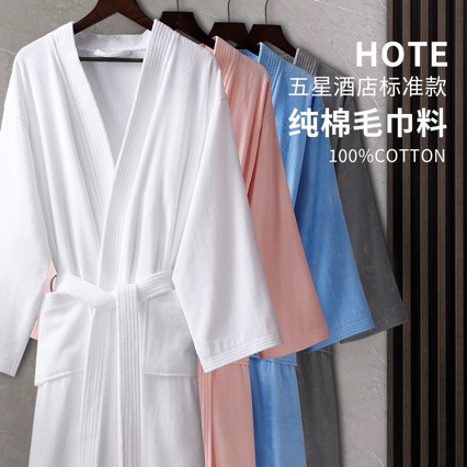 酒店纯棉浴袍吸水速干毛巾料情侣男女秋冬季浴衣睡袍长款一件代发