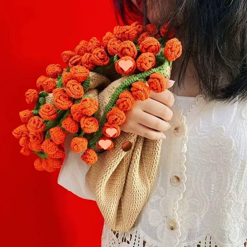 玫瑰花束毯子材料包郁金香花毯毛线团手工编织送闺蜜直销|undefined
