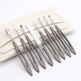 New nail art tools suit steel push dead leather fork nail file acne needle cell ring spiral ear scoop wholesale