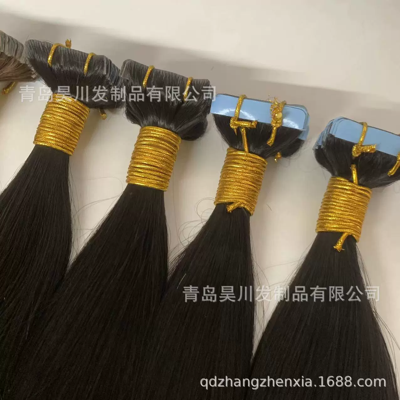 真人假发仿头皮PU机插黏胶发胶片发片 tape in hair