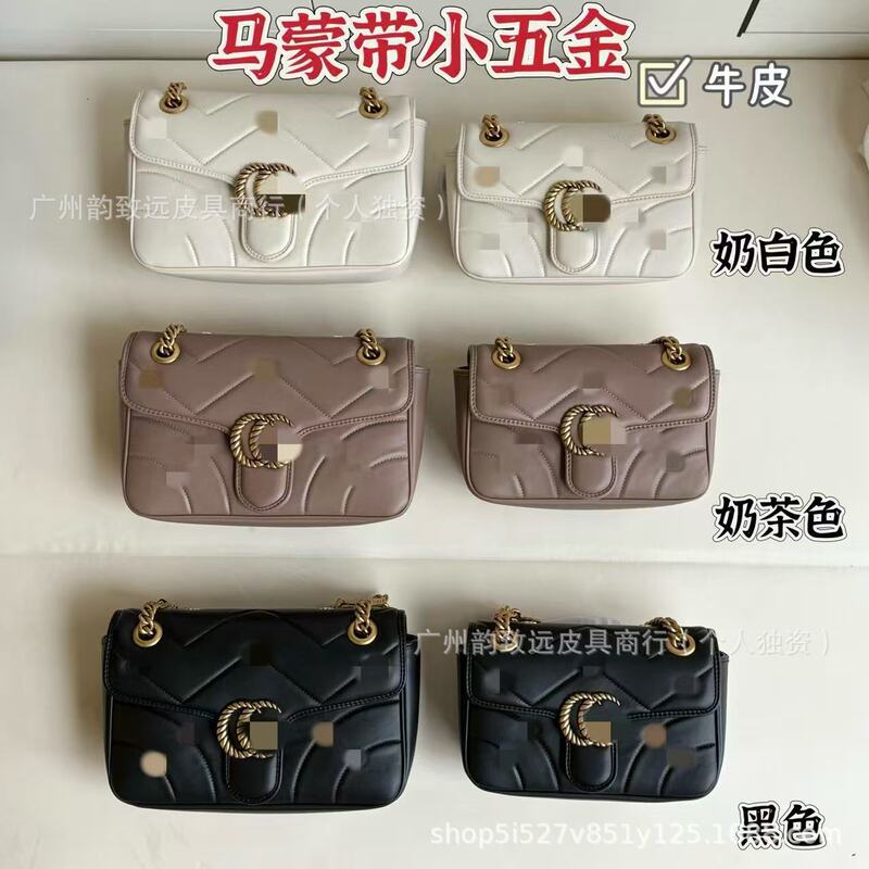 Foreign Trade Supply 2025 New Model Gg Marmont Genuine Leather Classic Chain Bag Pillow Bag Single Shoulder Crossbody Women's Bag