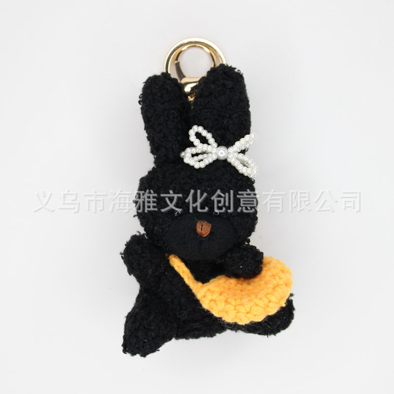 Estilo coreano medio 12CM conejo rizado TikTok popular del nudo arco mochila colgante teléfono móvil bolsa de coche adornos