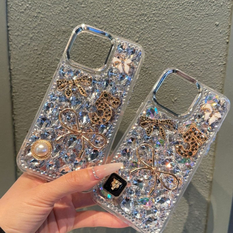 Schutzhülle für iPhone 17, 16, 15, 14, 13, 12, 11 Pro, Pro Max, Plus 15 – Luxus-Handyhülle mit kleinem, duftenden Schleifenmotiv, Premium-Qualität, weiche Volldiamant-Hülle_voghion.com