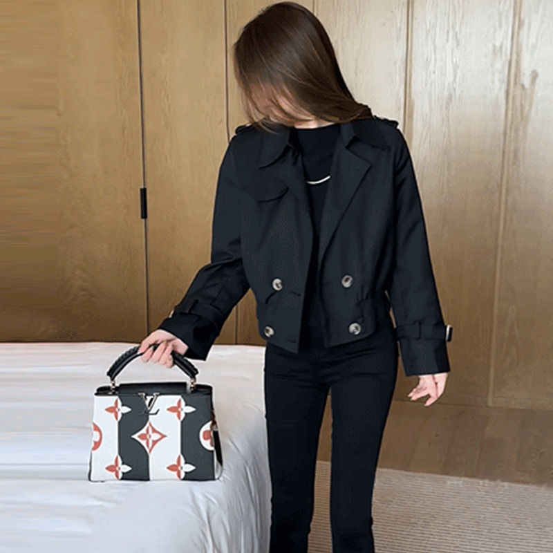 气质短款外套女士英伦风复古风衣2025春秋新款小个子时尚夹克上衣|undefined