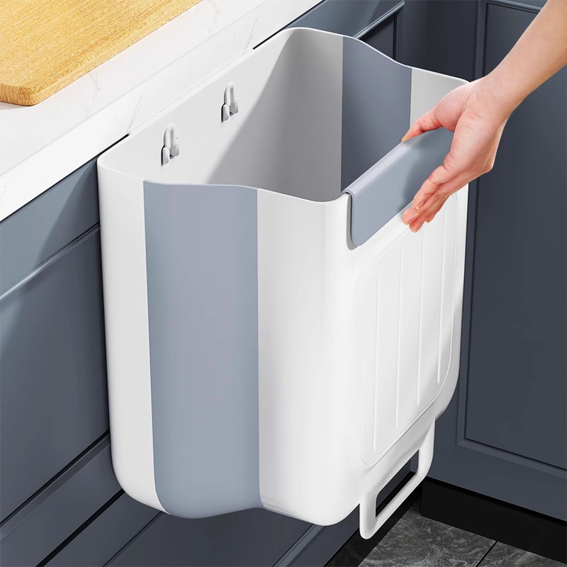 Kitchen Trash Can Hanging Household Kitchen Waste Classification Foldableable Cabinet Door Wall Hanging Bathroom Toilet Storage Paper Basket