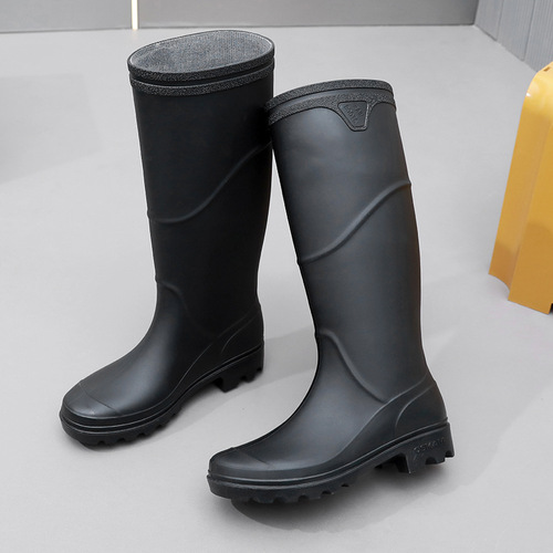 Men's Fashion Waterproof Boots Construction High-Cut Rubber Boots Adult Rain Boots Men's Medium-Cut Work Safety Rain Boots PVC Cross-Border Rubber Shoes