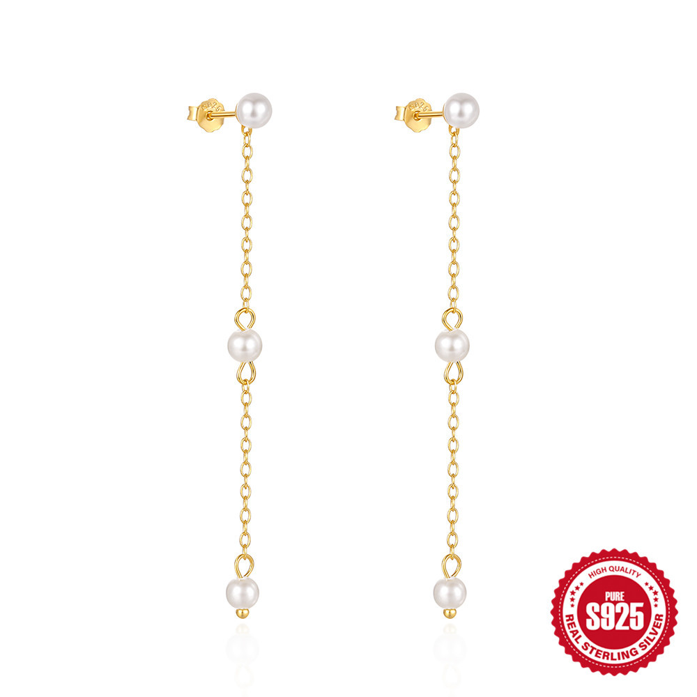 Plating, Inlay Design 1 Pair 925 Sterling Silver Zircon Geometric Earrings