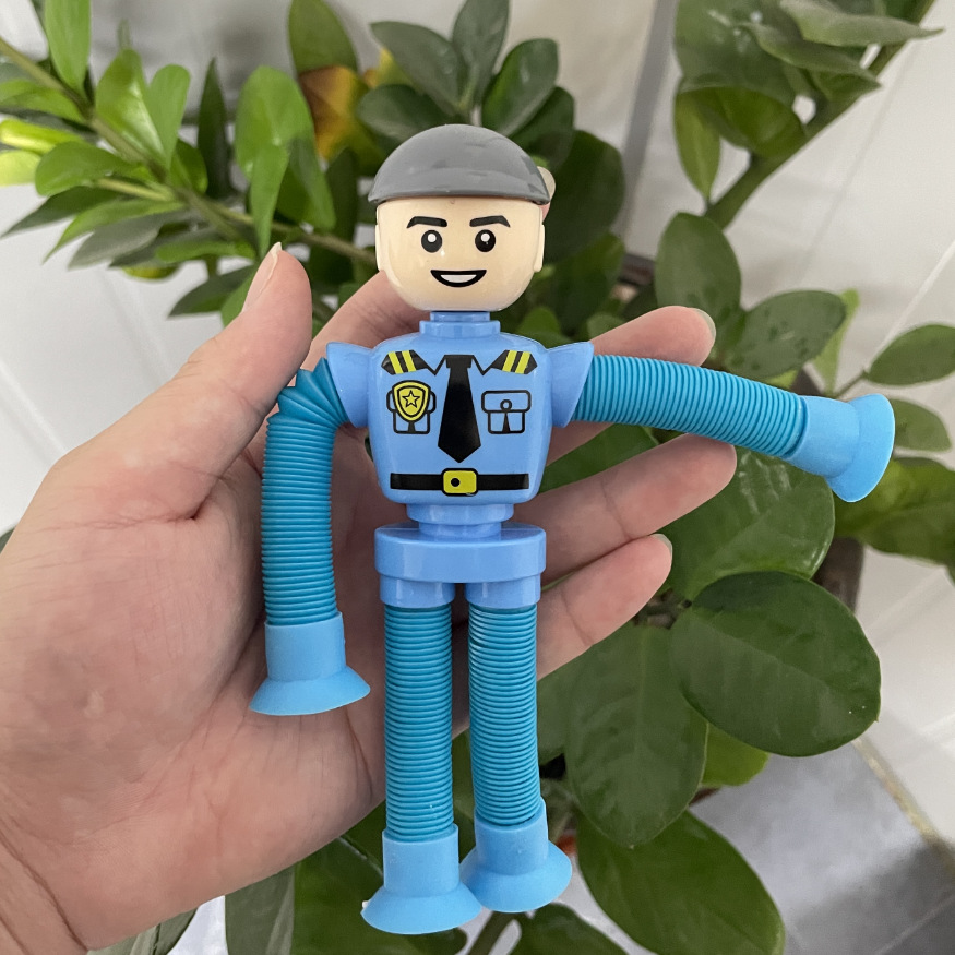Transfronterizo robot flexible tubo telescópico niño puzzle dibujos animados estirados ventosa interacción padre-hijo creativo juguete descompresión