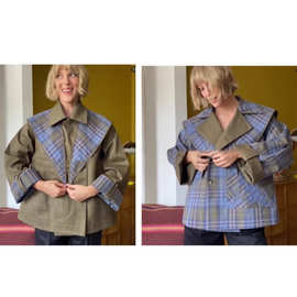 欧美跨境美式2026春秋新款女装时尚百搭双排扣纽扣宽松风衣外套女