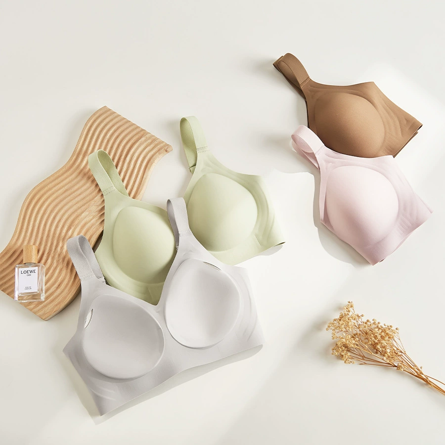 Adjustable markless underwear, large breasts, small jelly strips, fully fixed, anti-sagging, comfortable, thin bra, summer
