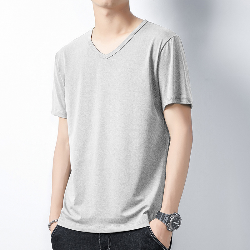 Camiseta modal para hombre, manga corta, cuello redondo, camisa suelta vieja, media manga delgada, camiseta de verano para hombre de talla grande