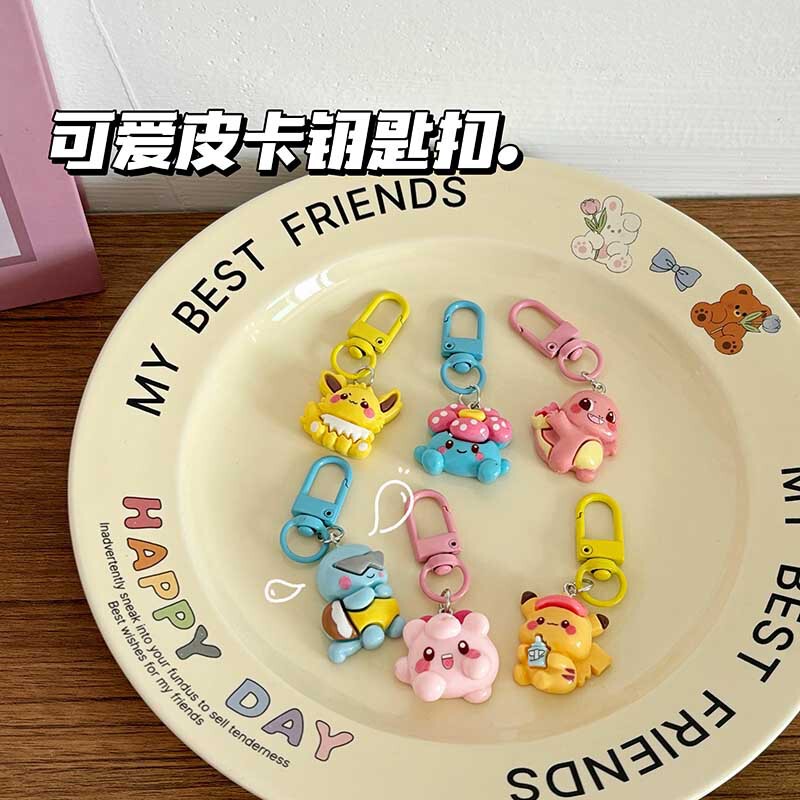 Cute Pixie Pikachu Couple's Keychain Cute Cartoon Fire Dragon Couple's Best Friend Schoolbag Pendant