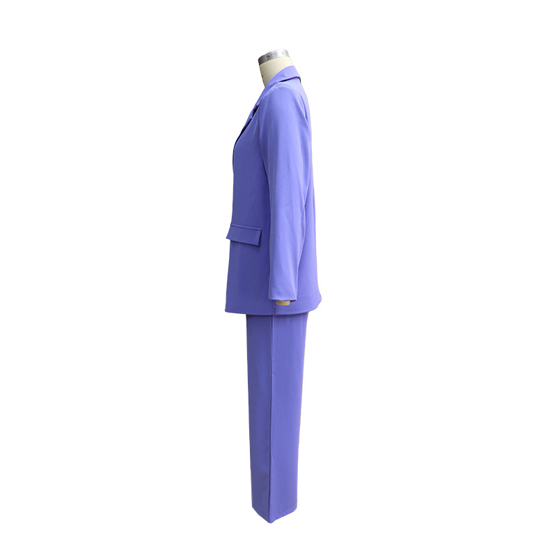 Women's Pant Sets Solid Colour Commuter Suit With High Waist Trousers_voghion.com