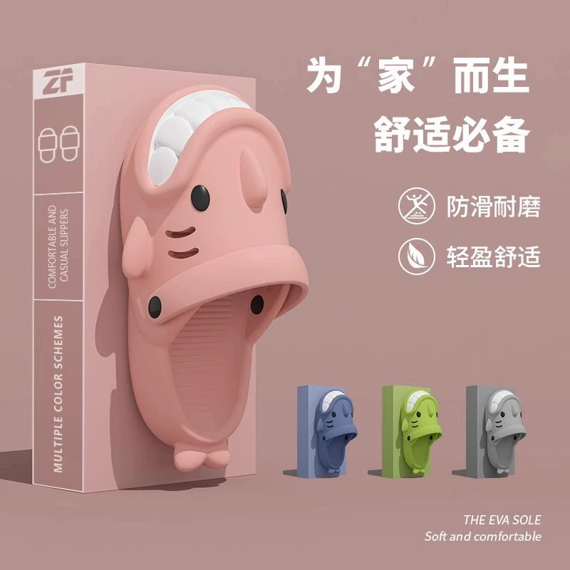 Гадкий милый Акула Сандалии Леди Лето 2024 новый толстое дно стегает на фекалии противоскользящие Баотоу Пляжные тапочки мужчины оптом