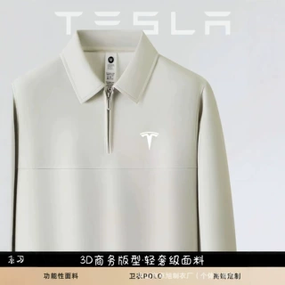 半拉链长袖POLO衫翻领防水工装定制企业公司领导服LOGO印制文化衫
