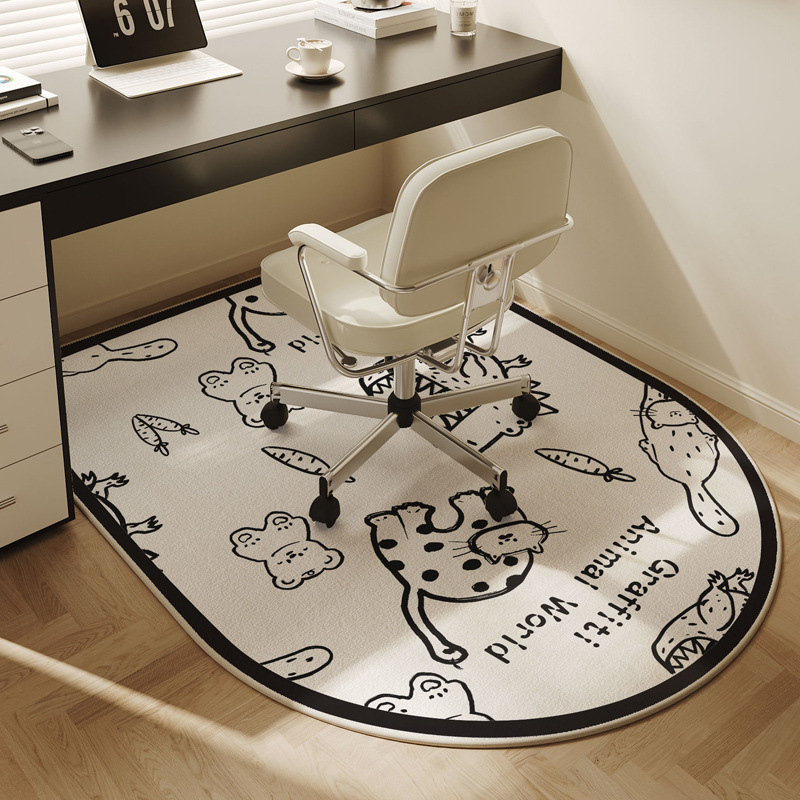 그래피티 애니멀 파라다이스에 오세요 벨기에 벨벳 바닥 매트 - 크고 둥근 모서리