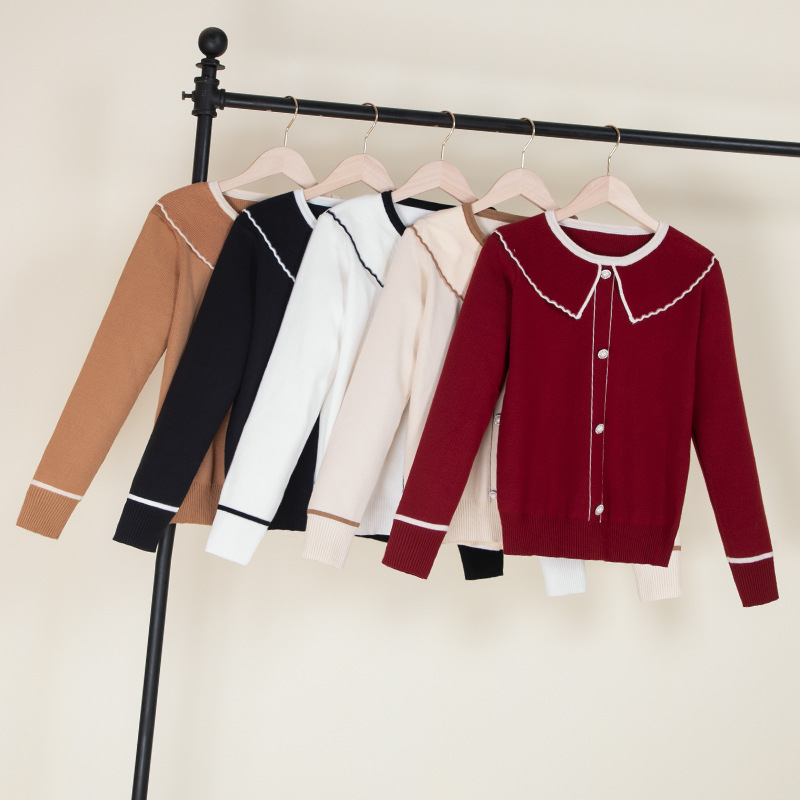 Loose Outer Wear 2023 Outer Wear Women's Spring and Autumn Explosions Doll Collar Fake Cardigan Knitted Sweater Coat Top