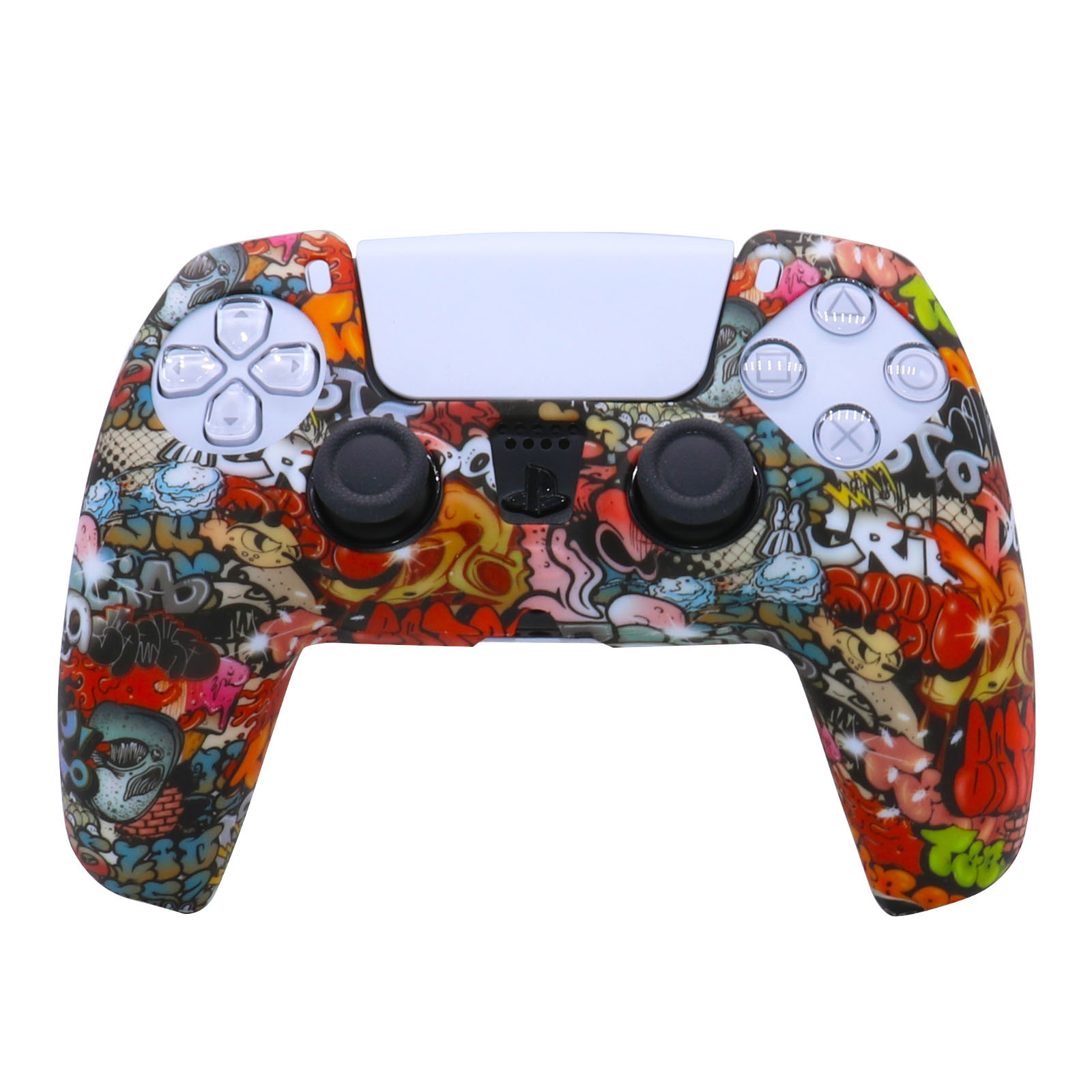 PS5 funda de silicona GamePad funda de silicona camuflaje marca de agua funda protectora aceite spray sensación acuarela caso PS5 Accesorios