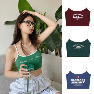 [韩国badbloood刺绣性感吊带胸衣修身短款打底背心上衣女辣妹风]