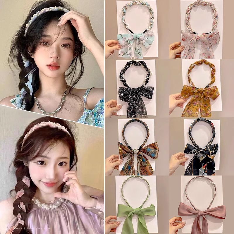 Verano correa de cabello para mujeres 2025 nuevo cinturón de cabello prensado correa de cabello bufandas de seda sistema de trenzado cabello tocado