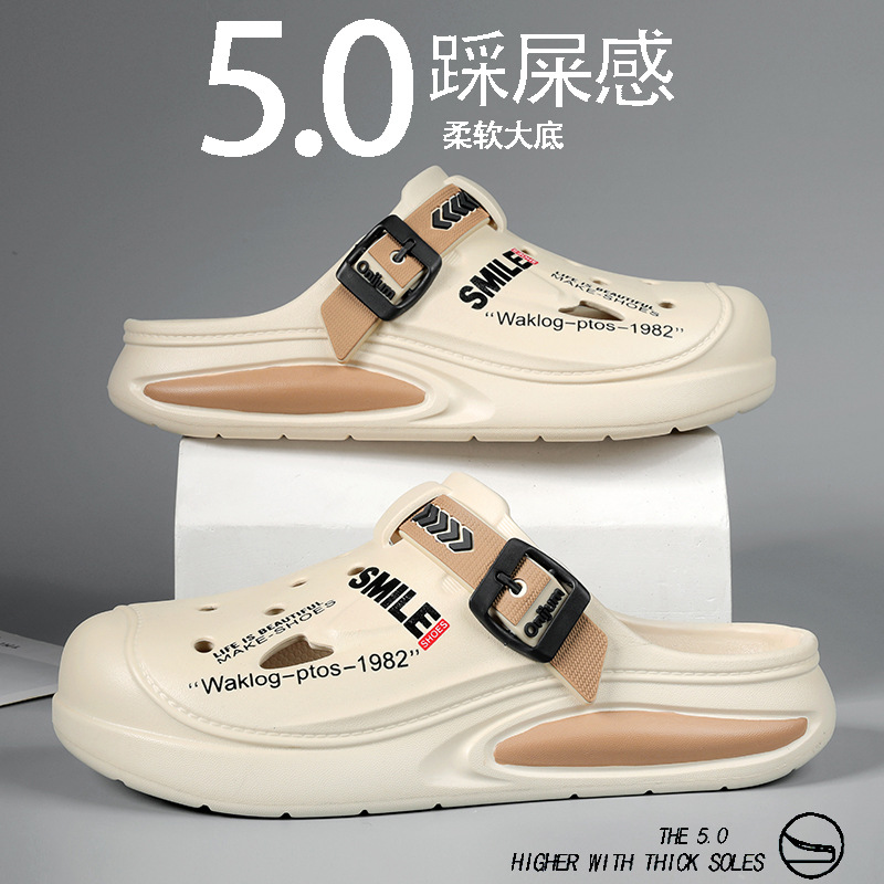 Zapatos con agujeros para hombres nuevo verano al aire libre para llevar sandalias de doble uso de fondo suave EVA Baotou sandalias de playa para hombres