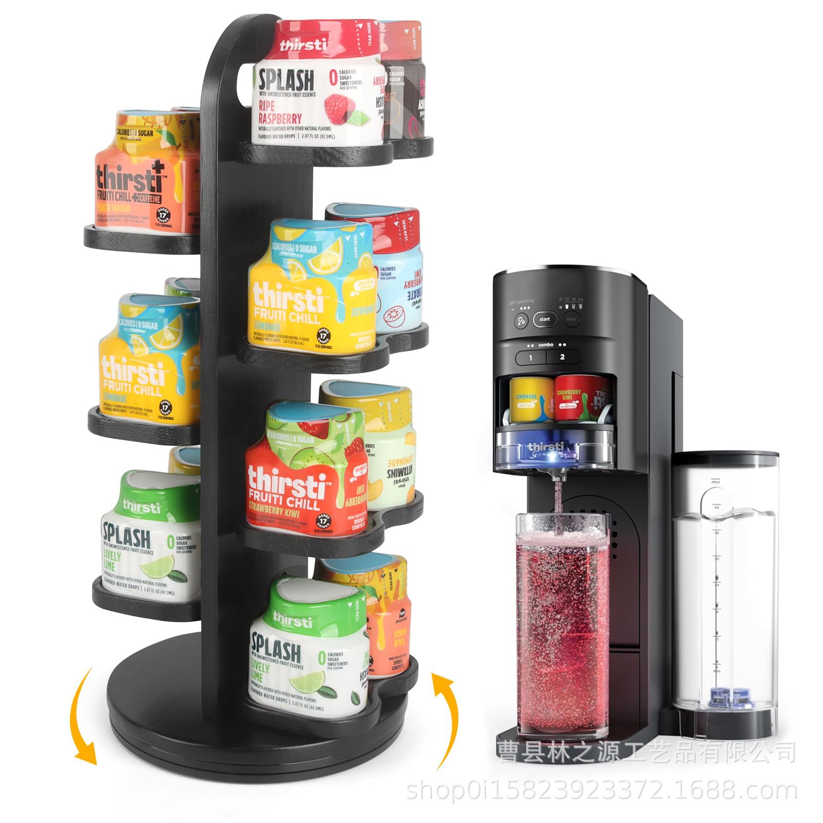Wooden rotating multilayer capsule, storage system, coffee machine with accessories