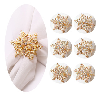 Amazon new Christmas snowflake napkin ring creative diamond napkin buckle hotel metal napkin ring manufacturers wholesale