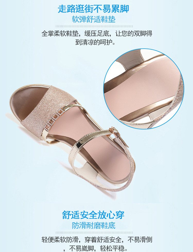 Sandal da thật nữ quai chữ V đế xuồng mềm, gót trung bình, phong cách thời trang đa năng, size lớn — màu đen chi tiết 7