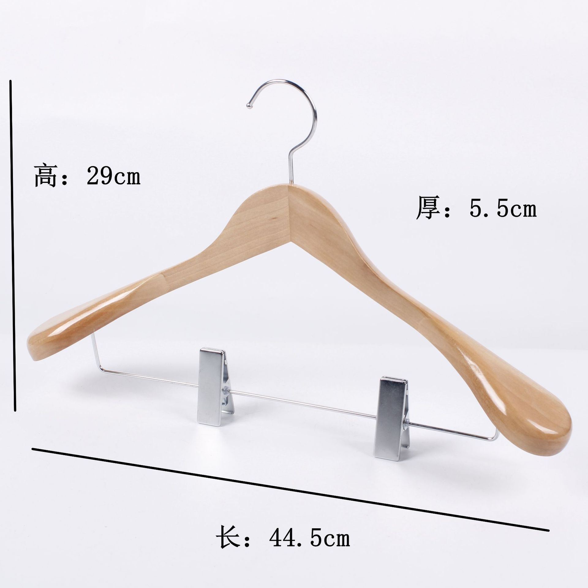 Percha de Madera Maciza con Pinzas, Antideslizante y Sin Marcas, para Tienda de Ropa