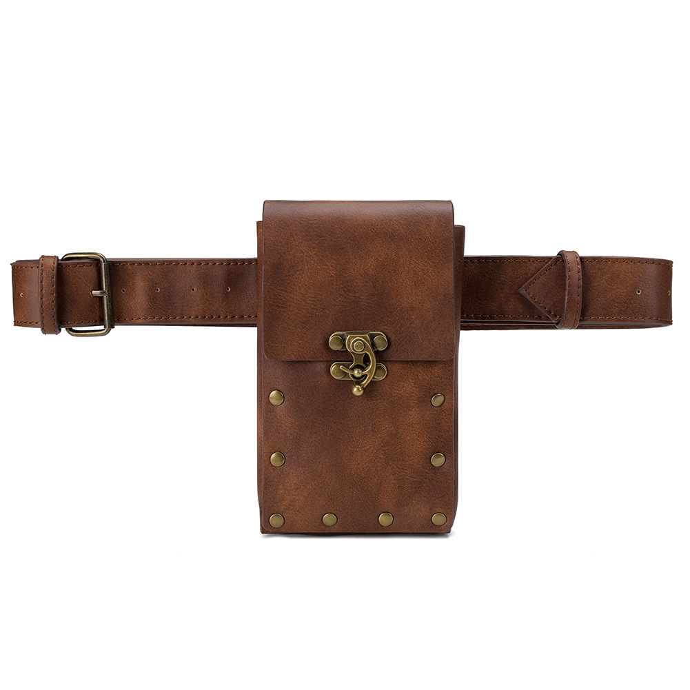 Nuevos productos europeos y americanos punk bolsos de mujer retro marrón al aire libre móvil cambio mini bolsos deportivos ociosos mini bolsos