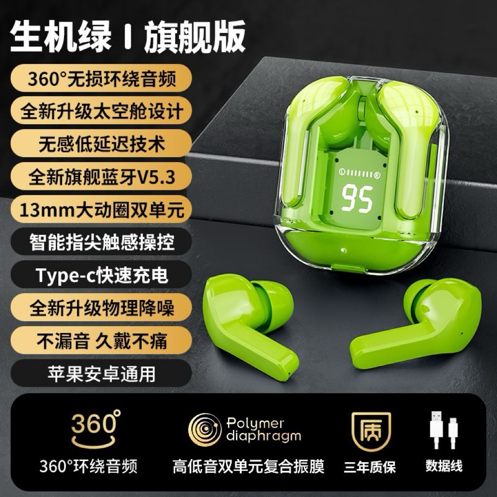 Auriculares Bluetooth inalámbricos transfronterizos AirMAX Pantalla táctil a todo color Auriculares deportivos multifuncionales de alta calidad con pantalla transparente