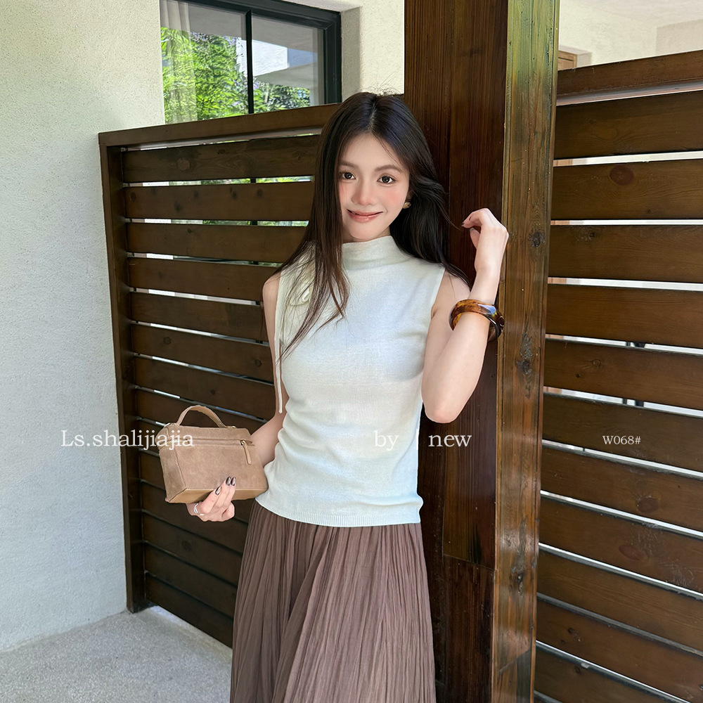LS Simple Solid Color Sleeveless Versatile Top for Women, Guangzhou Shisanhang 2026 Early Autumn New Women's Clothing Top W068#