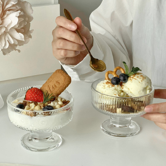 Ins simple glass dessert bowl yogurt cup tall ice cream bowl cup ice…