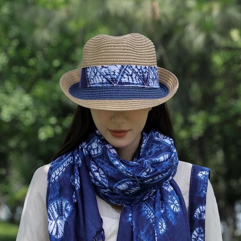 Vintage Sun Hat Women's New Ethnic-style Straw Hat, Men's Small Hat Seaside Beach, Sun Protection For Spring Summer Vacations And_voghion.com