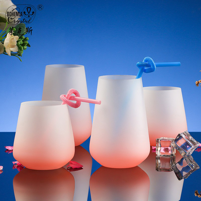 Pintado a mano Lexins viento gradiente mate anti-caída simple taza de agua doméstica de alto valor de cristal taza al por mayor