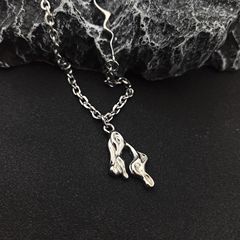 钛钢不规则熔岩液态"波浪"项链男女小众设计高级感潮酷配饰品批发