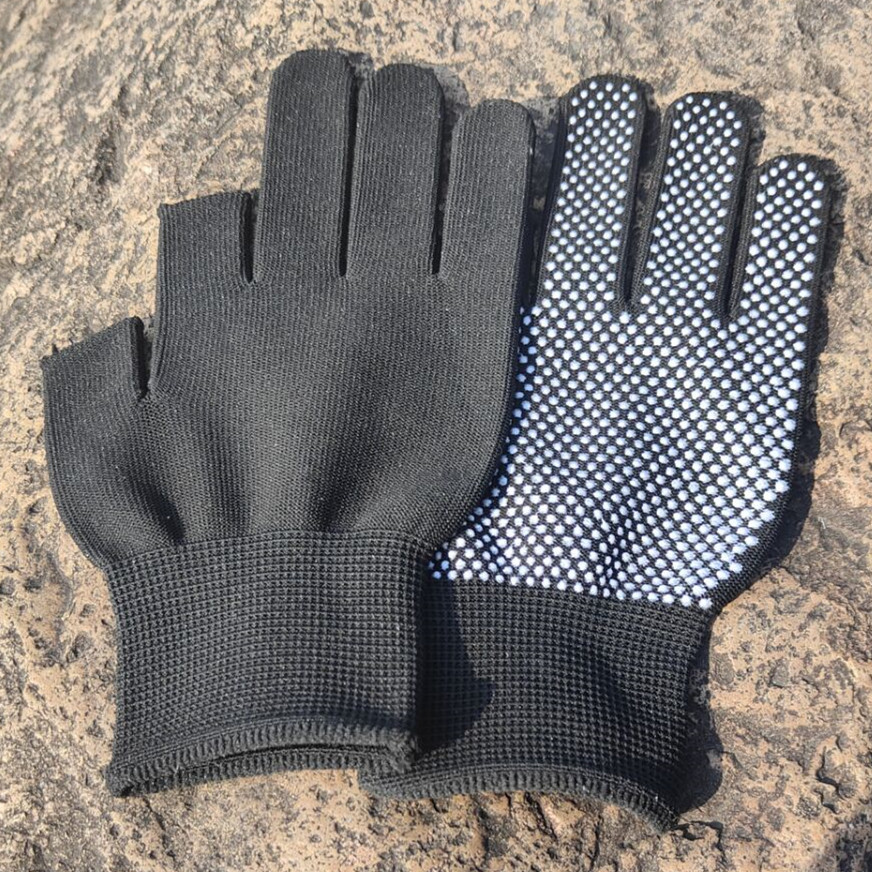 跨境儿童尼龙露2指点塑手套触屏劳动保护园艺手工打球防滑手套