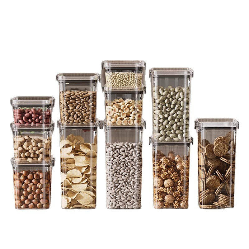 Tanque de sellado transparente para mascotas, caja de almacenamiento de granos de cocina, tanque de almacenamiento a prueba de humedad, bocadillos, jarra de té