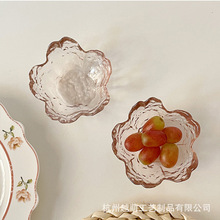 粉色浮雕玻璃樱花碟创意日式料理店调味碟蘸料碟甜品碟子酱油醋碟