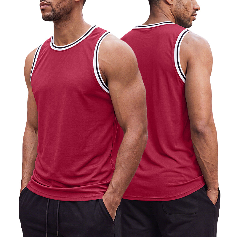 Comercio exterior transfronterizo americano pesado ocio hombre color de contraste sin mangas hombro deportivo holgado multicolor chaleco de fitness diario