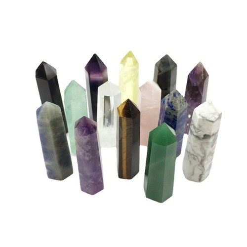 Natural crystal hexagonal prism single-pointed crystal column standard multi-material semi-precious crystal column ornaments wholesale