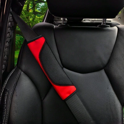 Transparent Leather Seat Seat belt shoulder pad - red