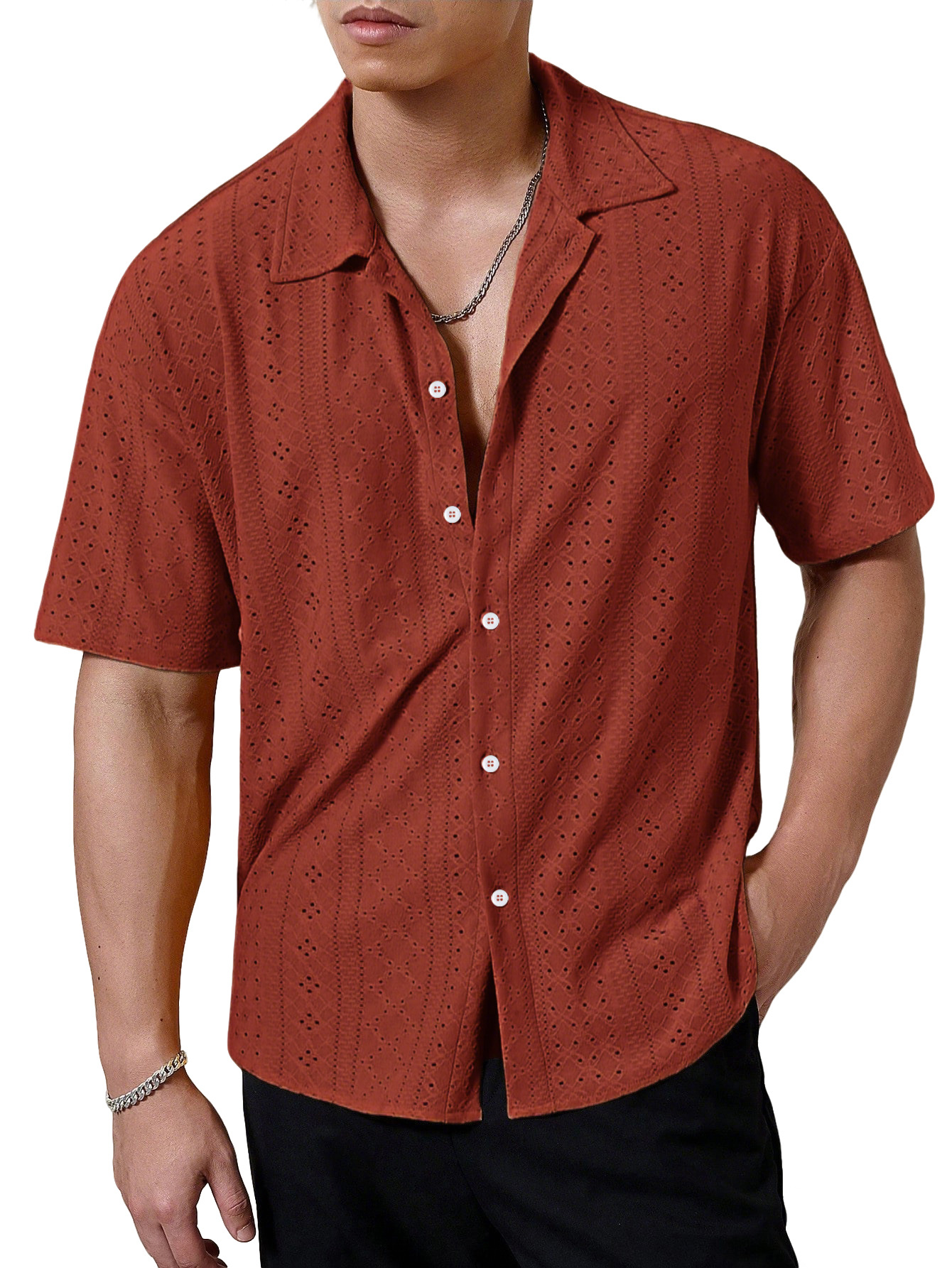Transfronterizos de hombres Amazon verano nuevo hombre transpirable solapa camisa de manga corta de color sólido camiseta casual americana