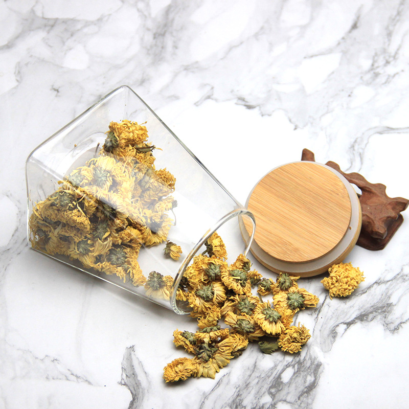 Tarro sellado de vidrio cuadrado jarra de almacenamiento de alimentos de cocina irregular tarro de almacenamiento de granos de café tarro de té trapezoidal