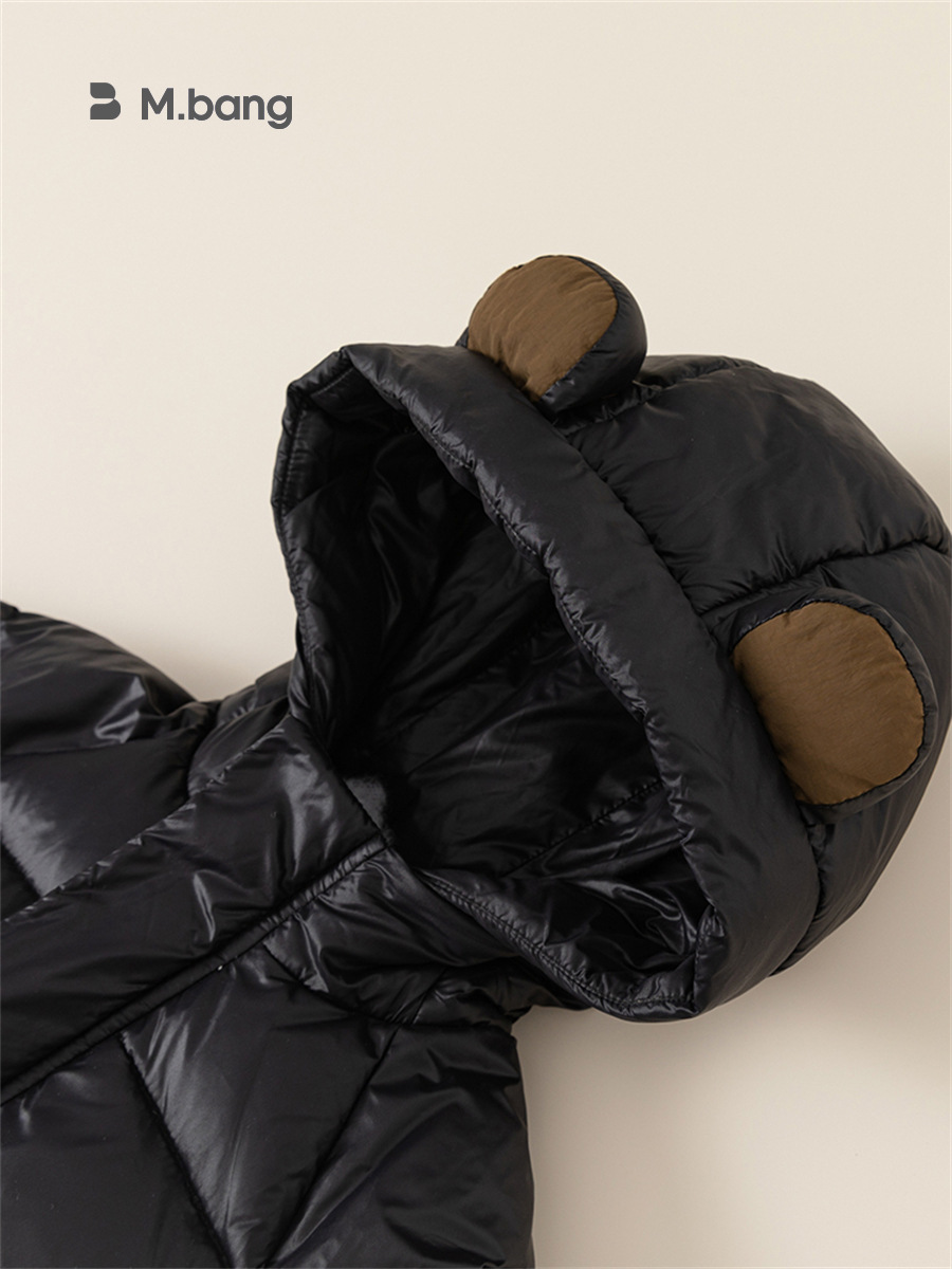 Ropa infantil Youbao, chaqueta de invierno con capucha de panda para niños pequeños, chaqueta de plumón de pato blanco, chaqueta de plumón para niños, triple protección negra y dorada, ropa para niños