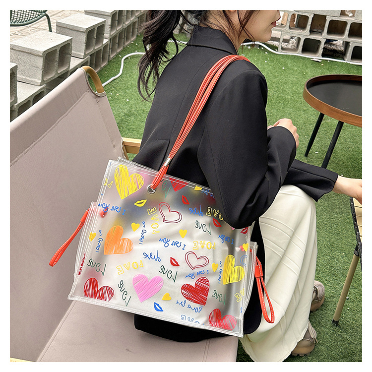 Women's Cute Heart Shape Pvc Shopping Bags display picture 7