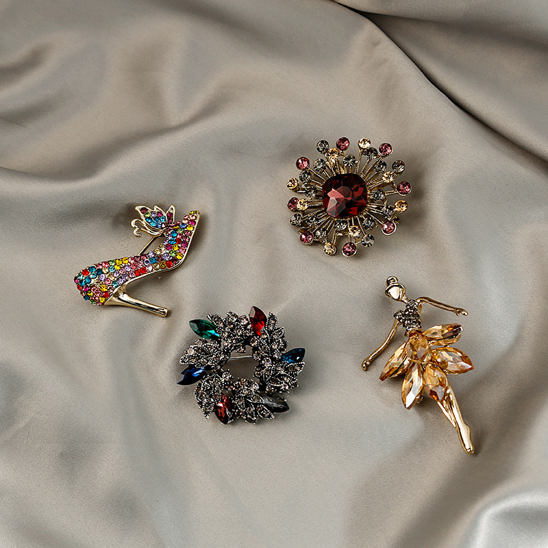 Grenzüberschreitende, farbenfrohe Strass-Sonnenblumen-Feuerwerk-Elfen-Schuhbrosche im europäischen und amerikanischen Stil für Damen_voghion.com
