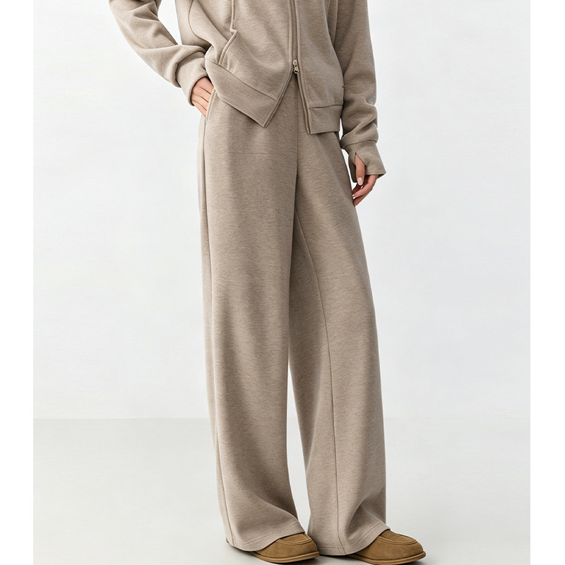 New Fall/Winter 2026 Elastic Waist Drawstring Casual Pants, Straight-Leg Pants for Women, High-End Elegant Wool Sweatpants, Wide-Leg Pants