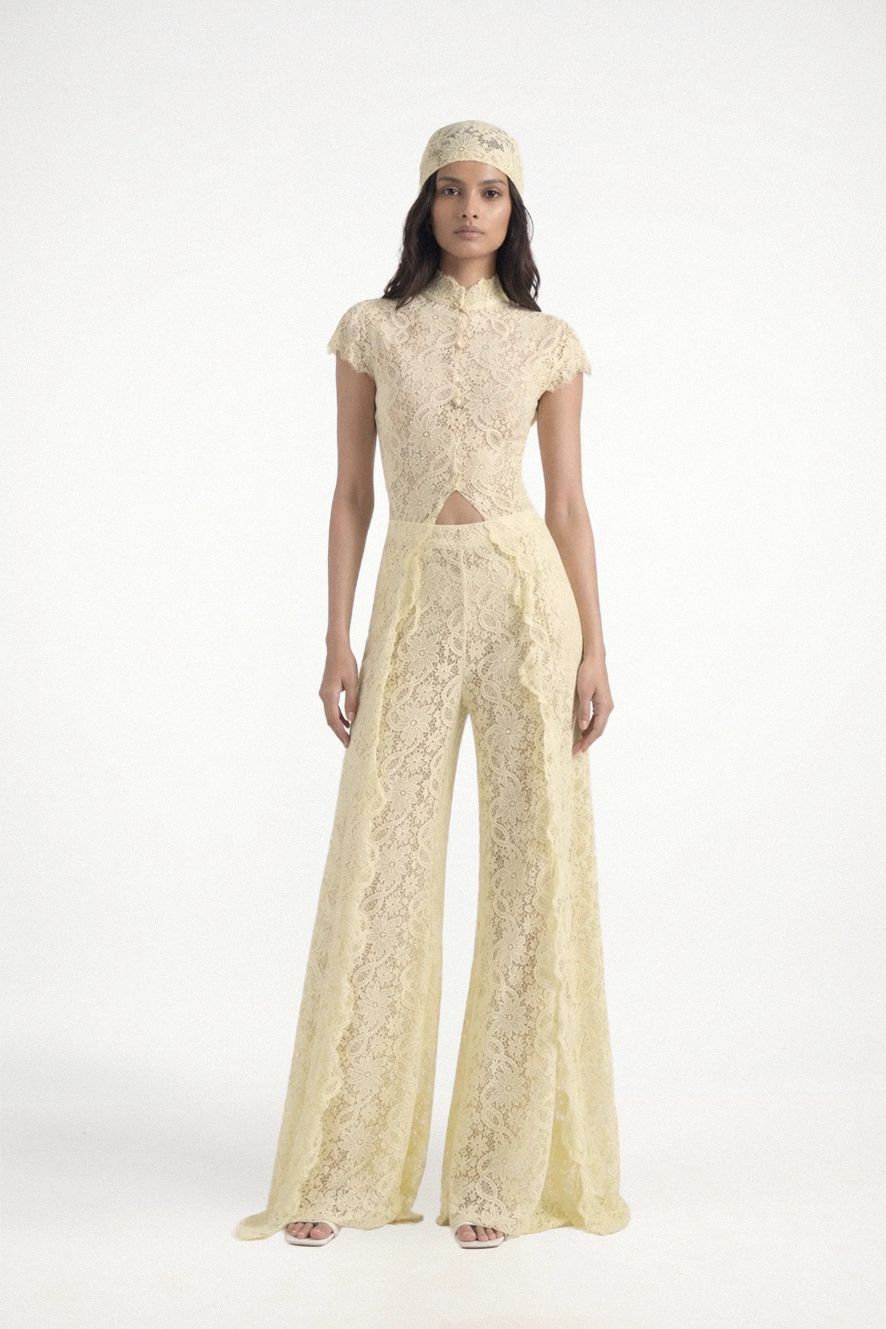 Independent Website European American Women's Clothing Lace Solid Color Dress With Hollow Out Round Neck,_ecoleips.com
